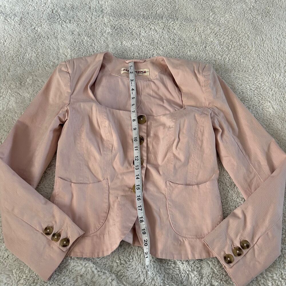 Free People Womens Dusty Pink Sz XS Boho Indie Cotton Blazer Soft Cottage Core - Picture 4 of 6